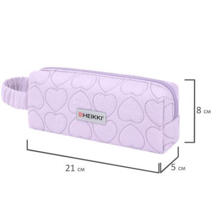 Пенал-косметичка HEIKKI (ХЕЙКИ) с ручкой, 1 отделение, стеганый полиэстер, 21х8х5 см, фиолетовый, 273606