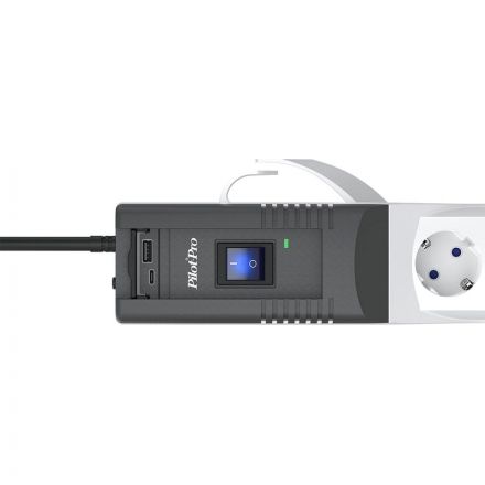 Сетевой фильтр PILOT PRO USB  3м (10А/2200Вт/6р) серый