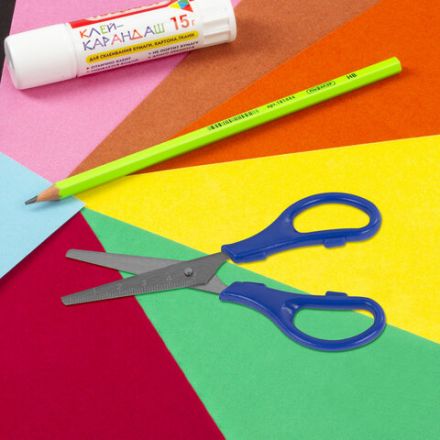 Ножницы ЮНЛАНДИЯ 130 мм, с линейкой, цвет ассорти, в дисплее, 238342 Ножницы ЮНЛАНДИЯ 130 мм, с линейкой, цвет ассорти, в дисплее, 238342