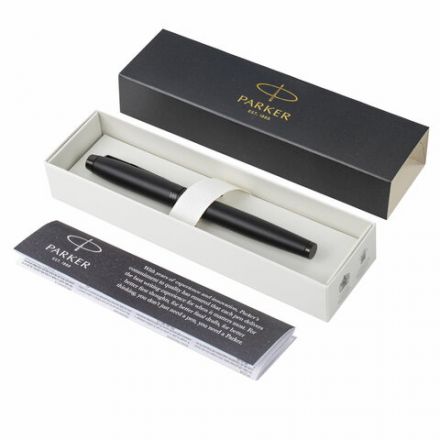 Ручка-роллер PARKER "IM Achromatic Black BT", корпус черный матовый, нержавеющая сталь, черная, 2127743