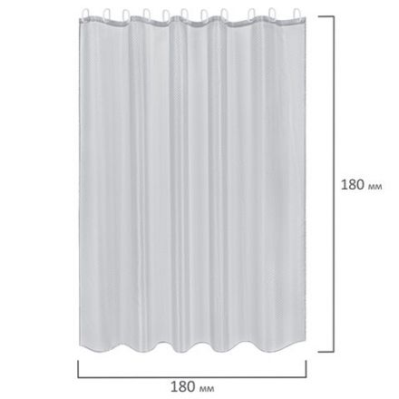Шторка для ванной ПОЛИЭСТЕР, 180х180 см, кольца в комплекте, СЕРЫЙ БРИЛЛИАНТ, PRIMILA (ПРИМИЛА), 700088