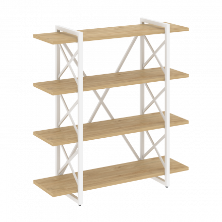 Loft Стеллаж на регулируемых опорах-4 полки VR.L-MST.O-4.8V Тиквуд светлый/Белый металл 1200*400*1280