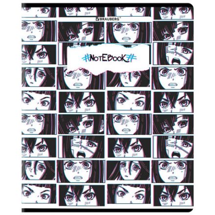 Тетрадь А5, 48 л., BRAUBERG, скоба, клетка, глянцевый лак, "Аниме" (микс в спайке), 404347