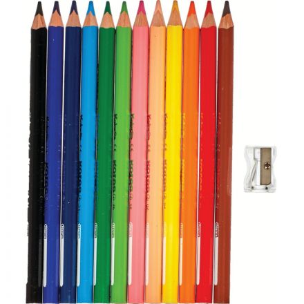 Карандаши цветные 12цв 3-гран,точилка Kores Jumbo 93512.01