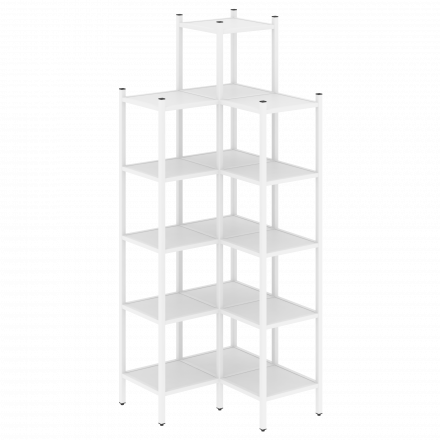 Loft Угловой внутренний стеллаж наборный VR.L-46 Белый бриллиант/Белый металл 862*862*2280