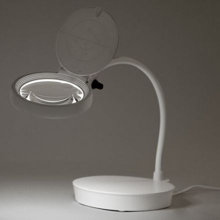 Лупа настольная с LED-ПОДСВЕТКОЙ, диаметр 110 мм, увеличение 3, корпус белый, BRAUBERG, 455930