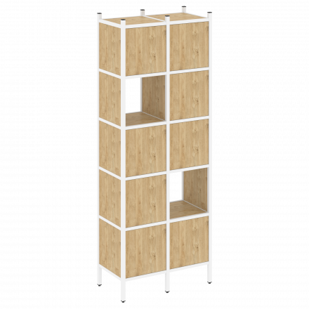 Loft Прямой стеллаж наборный VR.L-05 Тиквуд светлый/Белый металл 862*446*1869