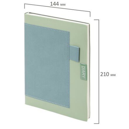 Ежедневник в наборе с ручкой А5, 144x210 мм, BRAUBERG "Style" под кожу, 160 листов, зелёный, 116863