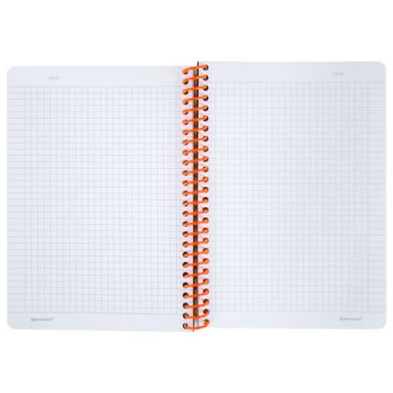Тетрадь обложка пластик, А5 80 л., спираль пластик, резинка, клетка, BRAUBERG, черный/оранжевый, 405386