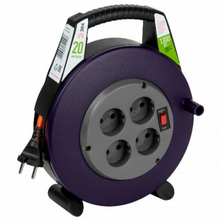 Удлинитель на катушке ЭРА BPx-4, 4 розетки без заземления, с выключателем, 20 м, 2x0,75 мм, 1300 Вт, 4-2x0,75-20m Удлинитель на катушке ЭРА BPx-4, 4 розетки без заземления, с выключателем, 20 м, 2x0,75 мм, 1300 Вт, 4-2x0,75-20m