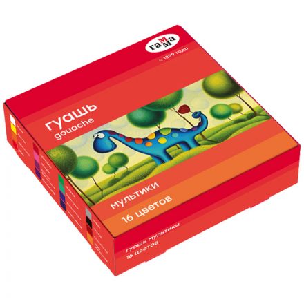 Гуашь Гамма "Мультики", 16 цветов, 20мл, картон. упаковка Гуашь Гамма "Мультики", 16 цветов, 20мл, картон. упаковка