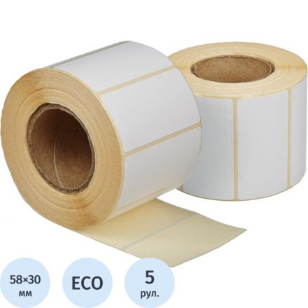 Термоэтикетки ЭКО 58х30, без печати, 900шт/рул, вт.40,5рул/уп Термоэтикетки ЭКО 58х30, без печати, 900шт/рул, вт.40,5рул/уп
