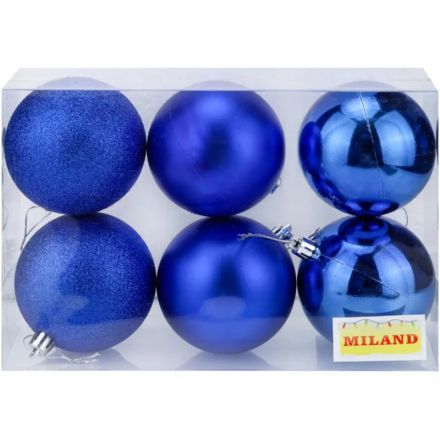 Набор шаров новогодних синих елочных Шелк, бархат, люрекс 8 см , НУ-7002 Набор шаров новогодних синих елочных Шелк, бархат, люрекс 8 см , НУ-7002
