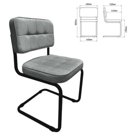 Стулья КОМПЛЕКТ 2 шт., РС14М, черный каркас, велюр, графит, разобранные