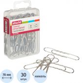Скрепки Attache металлические никелированные гофрированные 78 мм (30 штук в упаковке)