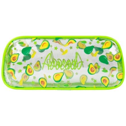 Пенал-косметичка BRAUBERG LUCENT на молнии, прозрачный, "Avocado", 21х5х9 см, 270054