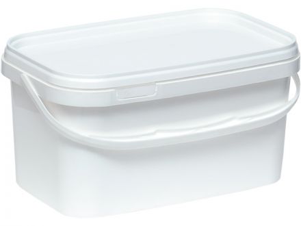 Ведро 2л. прямоугольное, с белой крышкой, с ручкой пластик  белый