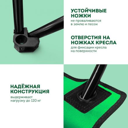 Кресло складное туристическое садовое с подстаканником в чехле, зеленое, DASWERK (ДАСВЕРК), 680048