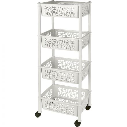 Этажерка PR_Keeplex Light на колесах 4-х секцион. белое облако