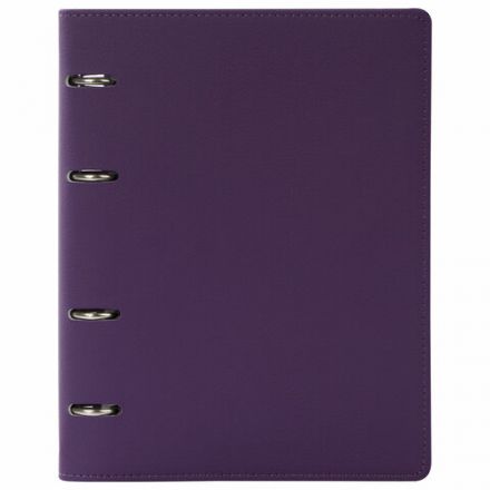 Тетрадь на кольцах А5 (180х220 мм), 120 листов, под кожу, клетка, BRAUBERG "Joy", фиолетовый/светло-фиолетовый, 129989