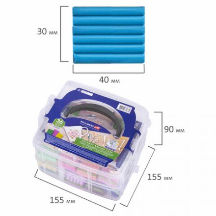 Глина полимерная запекаемая, НАБОР 36 цветов по 20 г, с аксессуарами в кейсе, BRAUBERG ART, 271164 Глина полимерная запекаемая, НАБОР 36 цветов по 20 г, с аксессуарами в кейсе, BRAUBERG ART, 271164