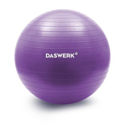 Мяч гимнастический (фитбол) 65 см с эффектом "антивзрыв", с ручным насосом, фиолетовый, DASWERK (ДАСВЕРК), 680017