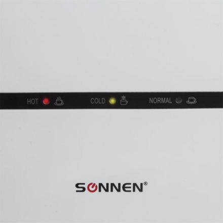 Кулер для воды SONNEN FSE-03, напольный, НАГРЕВ/ОХЛАЖДЕНИЕ ЭЛЕКТРОННОЕ, шкаф, 3 крана, белый/черный, 453979