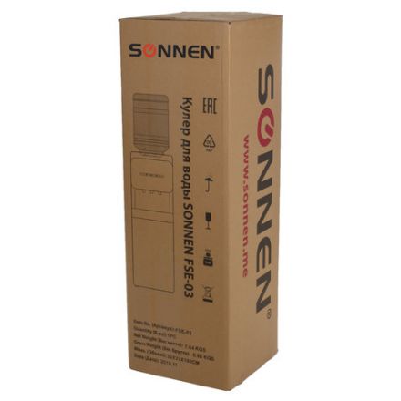 Кулер для воды SONNEN FSE-03, напольный, НАГРЕВ/ОХЛАЖДЕНИЕ ЭЛЕКТРОННОЕ, шкаф, 3 крана, белый/черный, 453979