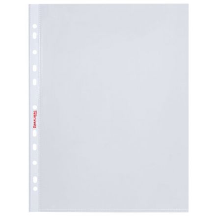 Папки-файлы перфорированные А4 BRAUBERG "PREMIUM", КОМПЛЕКТ 100 шт., матовые, 25 мкм, 273000