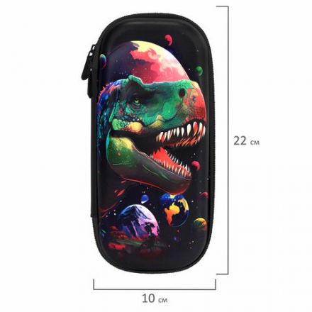 Пенал ЮНЛАНДИЯ, 1 отделение, 1 откидная планка, карман, EVA покрытие soft-touch, 22х10х5 см, "Galaxy Dino", 273188