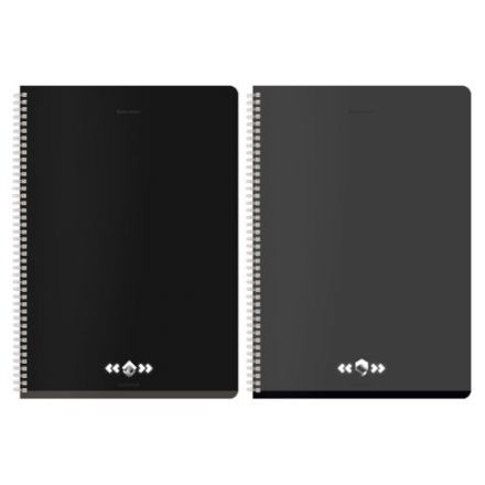 Тетрадь А4, 96 л., BRAUBERG, гребень, клетка, матовая ламинация, "Минимал" (микс в спайке), 405318