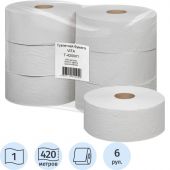 Бумага туалетная д/дисп 1сл бел макул втул 420м 6рул/уп 420W1 Бумага туалетная д/дисп 1сл бел макул втул 420м 6рул/уп 420W1