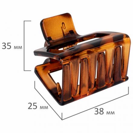 Краб для волос НАБОР 2 шт., 3,8 см, глянцевый, чёрный и черепаховый, MONTE VITA (МОНТЕ ВИТА), 457010