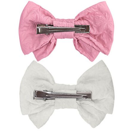 Заколки для волос НАБОР 2 шт., 10х6,5 см, зажим, с бантиком, розовый, белый, MONTE VITA (МОНТЕ ВИТА), 457110