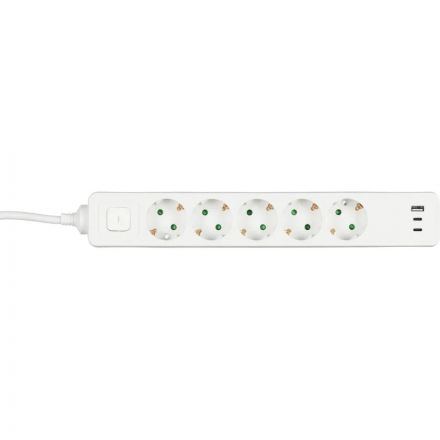 Сетевой фильтр BigTech CD5-1,4WU (5р/1,4м/USB-C/USB-A/16А/3680Вт белый)