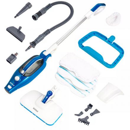 Паровая швабра KITFORT KT-1005-1, 1500 Вт, 1 бар, объем 0,35 л, 2 в 1, 5 насадок, голубая, КТ-1005-1