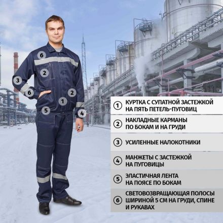 Костюм рабочий летний муж. л22-КПК т.син. (р.60-62) 194-200