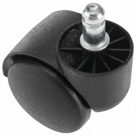 Колеса (ролики) для кресла, пластиковые, КОМПЛЕКТ 5 шт., шток d 11 мм, черные, в пакете, WBZ (ВБЗ), 533082