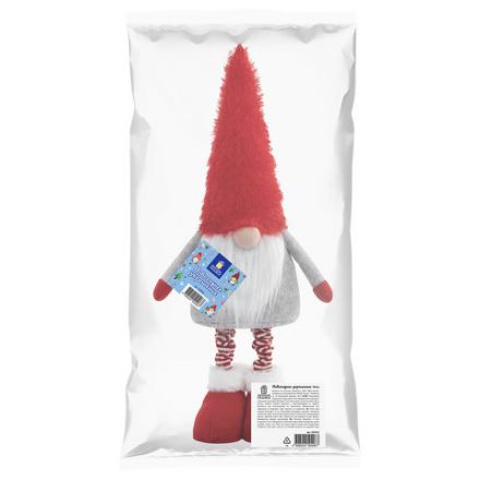 Украшение новогоднее интерьерное 70 см "Гном Ворчун", телескопические ножки, полиэстер, ЗОЛОТАЯ СКАЗКА, 592522
