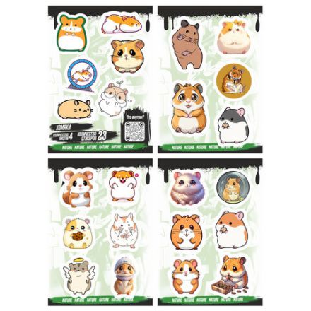 Наклейки виниловые, 20-22 шт., 4 листа, А6, "КАВАЙНЫЕ ДИЗАЙНЫ", АССОРТИ, NALEPKING