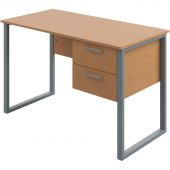 Стол учителя MET_Комус с подвесной тумбой 2 ящика на пр трубе бук/серый Стол учителя MET_Комус с подвесной тумбой 2 ящика на пр трубе бук/серый