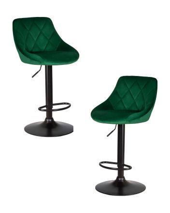 Набор 2 шт Стул барный DOBRIN LOGAN BLACK, зеленый велюр (MJ9-88)