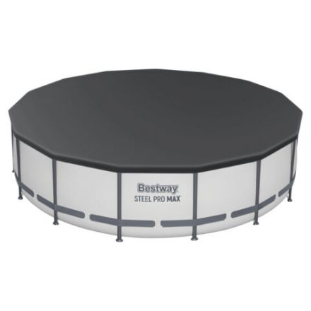 Каркасный бассейн, фильтр-насос 3028 л/ч, лестница, тент "Steel Pro Max" 457х107 см, 14970 л, усиленный каркас, BESTWAY, 56488