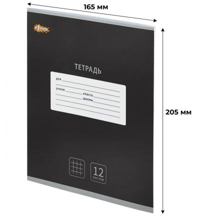 Тетрадь школьная А5, 12л клетка, №1 School Интенсив цвет Черный 10 шт/уп