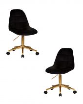 Набор 2 шт Офисное кресло для персонала DOBRIN MONTY GOLD, чёрный велюр (MJ9-101)