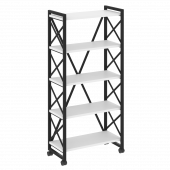 Loft Стеллаж на колесных опорах-5 полок VR.L-MST.K-5.8 Белый бриллиант/Чёрный металл 800*400*1704