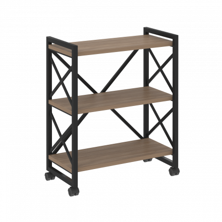 Loft Стеллаж на колесных опорах-3 полки VR.L-MST.K-3.8 Дуб аризона/Чёрный металл 800*400*968