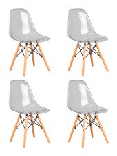 Набор 4 шт Стул обеденный DOBRIN DSW CASPER, ножки светлый бук, цвет прозрачный