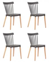 Набор 4 шт Стул обеденный DOBRIN THEO, ножки светлый бук, цвет темно-серый (GR-04)