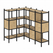 Loft Угловой внутренний стеллаж наборный VR.L-30 Тиквуд светлый/Чёрный металл 1278*1278*1458